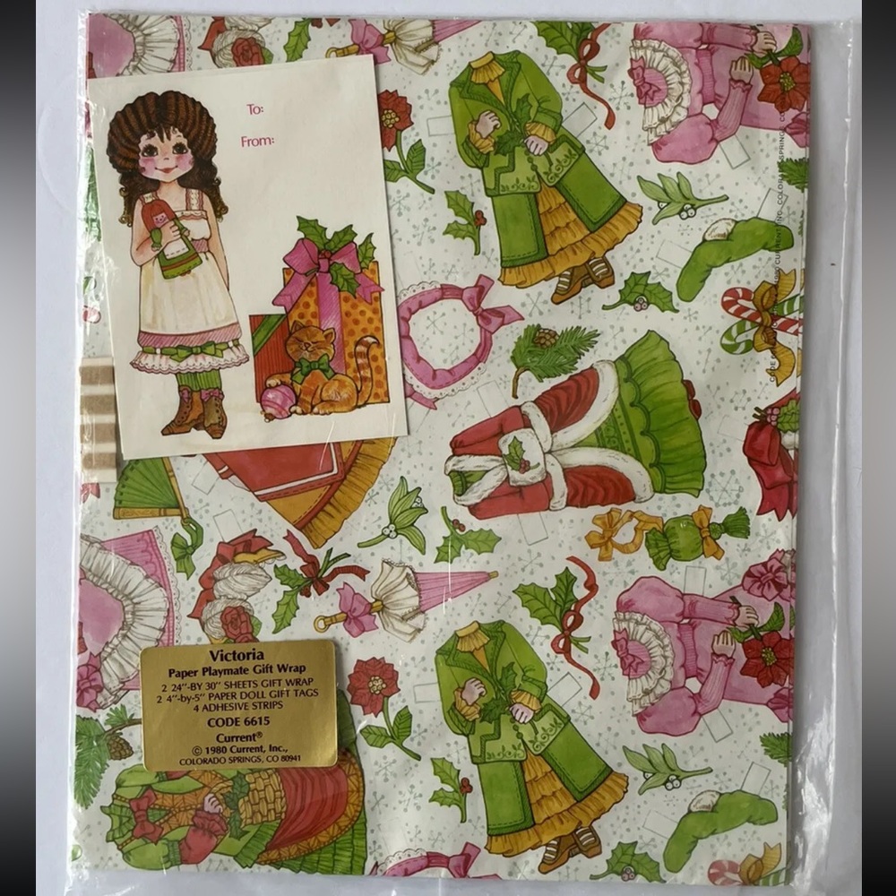 Vintage Victoria Paper Playmate Gift Wrap NOS paper doll wrapping paper RARE
